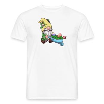 Easter Garden Gnome With Wheelbarrow - Men's T-Shirt - white - Front - AI Model Male 178 dark (178cm)