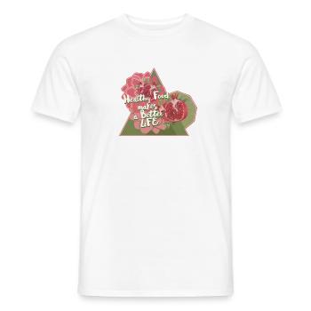 Eat healthy then you live well - Men's T-Shirt - white - Front - AI Model Male 178 dark (178cm)