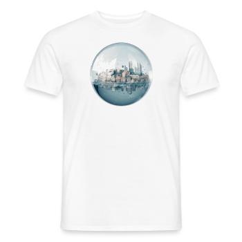 City in the Sea - Houses in a Glass Ball - Men's T-Shirt - white - Front - AI Model Male 178 dark (178cm)