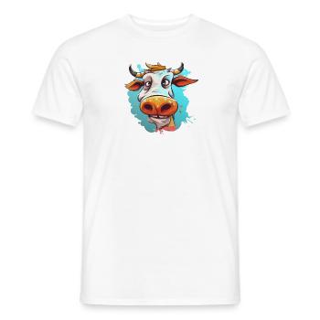Colorful Cow Caricature - Men's T-Shirt - white - Front - AI Model Male 178 dark (178cm)