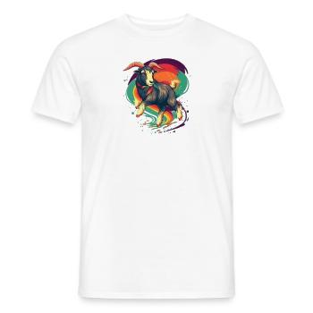 Jumping goat in rainbow - Men's T-Shirt - white - Front - AI Model Male 178 dark (178cm)