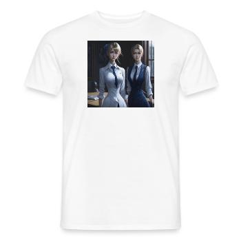 Belles filles manga - T-shirt homme - blanc - Devant - AI Model Male 178 dark (178cm)