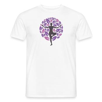 Yoga mauve - T-shirt homme - blanc - Devant - AI Model Male 178 dark (178cm)