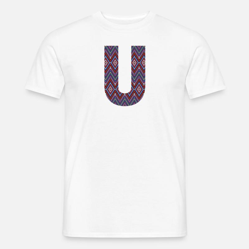 Monogramm Buchstabe U- geometrisches Muster - Männer T-Shirt - Weiß