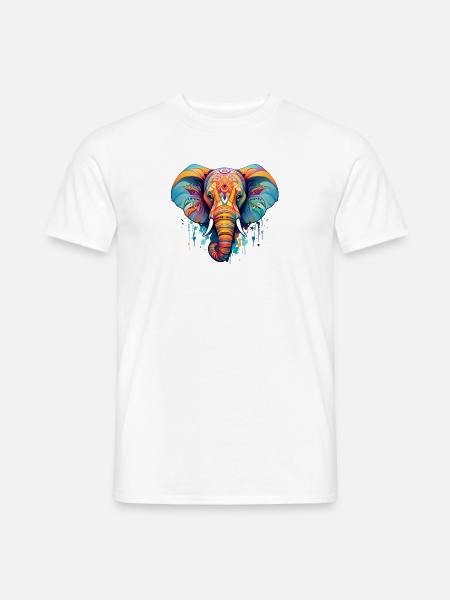 bunter Elefant - Männer T-Shirt - Weiß