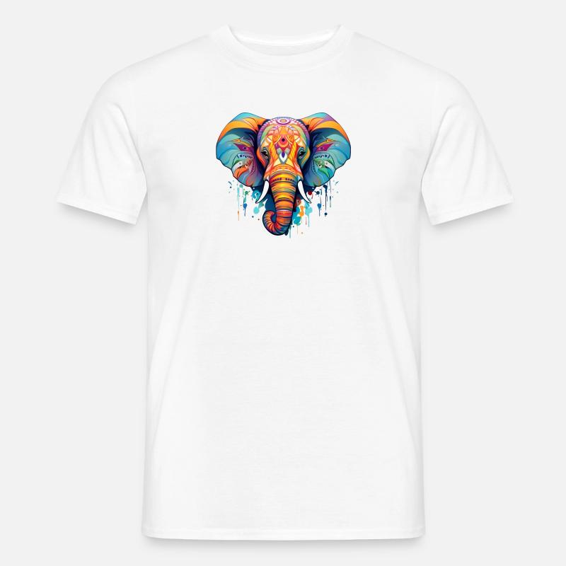 bunter Elefant - Männer T-Shirt - Weiß