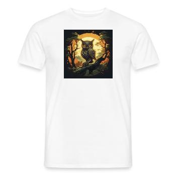 Hibou dans un bonsaï - T-shirt homme - blanc - Devant - AI Model Male 178 dark (178cm)