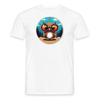 Owl Christmas Drawing - Men's T-Shirt - white - Front - AI Model Male 178 dark (178cm)