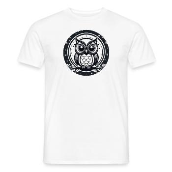 Owl Christmas Drawing - Men's T-Shirt - white - Front - AI Model Male 178 dark (178cm)