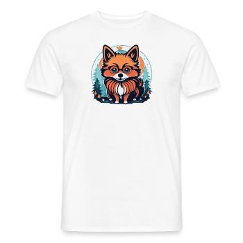 Illustration de Noël poméranien - T-shirt homme - blanc - Devant - AI Model Male 178 dark (178cm)