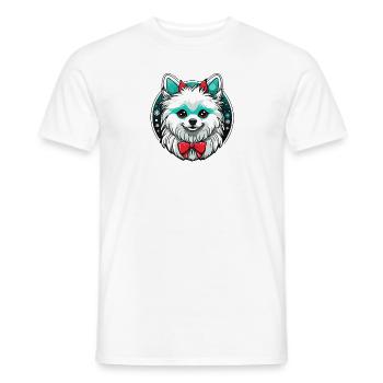 Illustration de Noël poméranien - T-shirt homme - blanc - Devant - AI Model Male 178 dark (178cm)