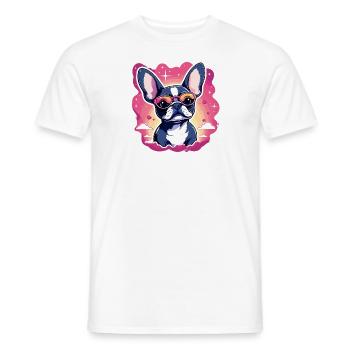 Illustration de chien bouledogue français - T-shirt homme - blanc - Devant - AI Model Male 178 dark (178cm)