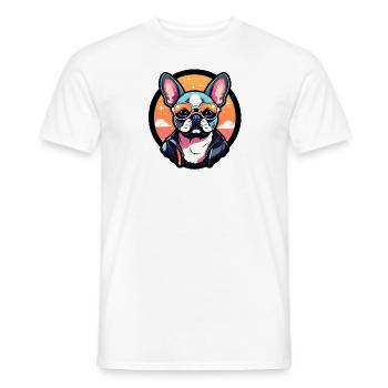 Illustration de chien bouledogue français - T-shirt homme - blanc - Devant - AI Model Male 178 dark (178cm)
