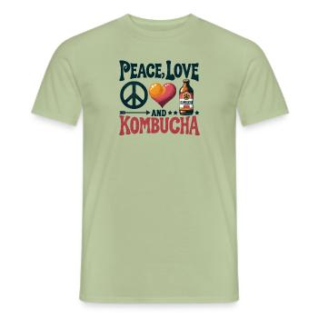 Frieden, Liebe, Kombucha 4 - Männer T-Shirt - Sage - Vorne - AI Model Male 178 light (178cm)
