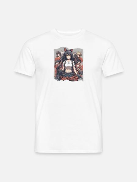 Mystic Neko Elegance, Anime Manga Tier Frau - Männer T-Shirt - Weiß