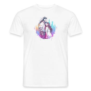 Couple Cyberpunk Urbain - T-shirt homme - blanc - Devant - AI Model Male 178 dark (178cm)