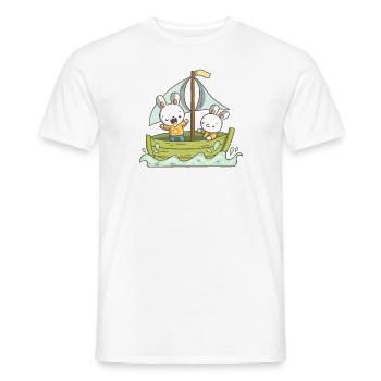 Zwei Hasen auf einem Boot - Männer T-Shirt - Weiß - Vorne - AI Model Male 178 dark (178cm)