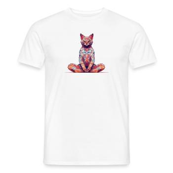 Multicolor Polygon Cat - Men's T-Shirt - white - Front - AI Model Male 178 dark (178cm)