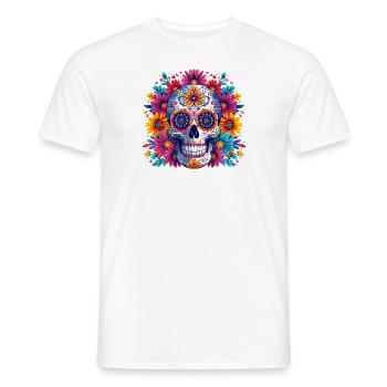 Farbenfroher mexikanischer Totenkopf - Männer T-Shirt - Weiß - Vorne - AI Model Male 178 dark (178cm)