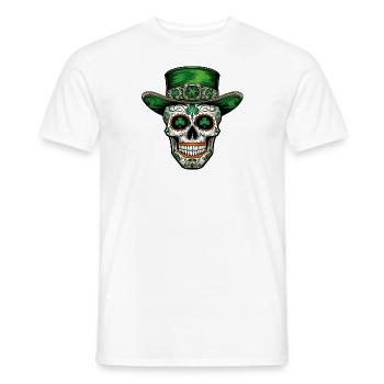 Sugar Skull St Patricks jour Shamrock - T-shirt homme - blanc - Devant - AI Model Male 178 dark (178cm)