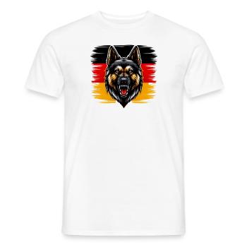 Stolzer Deutscher Schäferhund vor Deutschlandfahne - Männer T-Shirt - Weiß - Vorne - AI Model Male 178 dark (178cm)