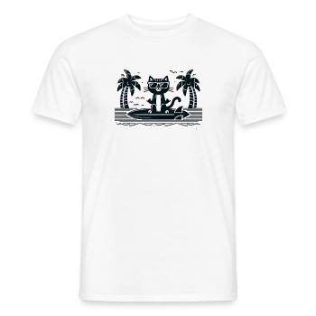 Gato Loco Surfende Katze Hang Urlaub Surf Cat - Männer T-Shirt - Weiß - Vorne - AI Model Male 178 dark (178cm)