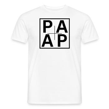 PAPA Block 1 - Men's T-Shirt - white - Front - AI Model Male 178 dark (178cm)
