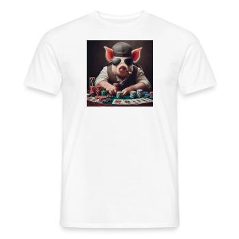 Poker Pig - Men's T-Shirt - white - Front - AI Model Male 178 dark (178cm)