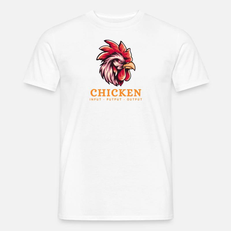 Cartoon Chicken - input putput output - Männer T-Shirt - Weiß