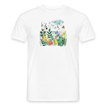 Pflanzen und Musik - hochwertiger Modedruck - Männer T-Shirt - Weiß - Vorne - AI Model Male 178 dark (178cm)