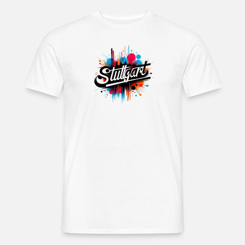 Stuttgart Lettering Slogan - Männer T-Shirt - Weiß