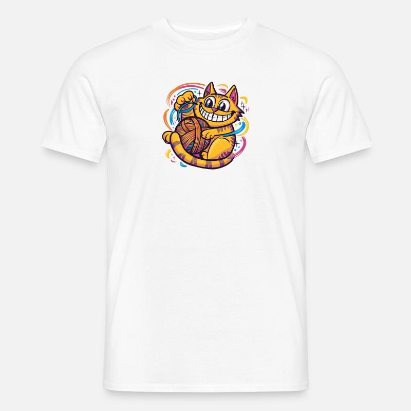 Fröhliche Katze und Spaß - Männer T-Shirt - Weiß