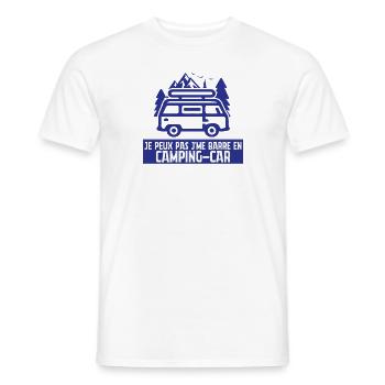 I can't I leave in a camper van - Men's T-Shirt - white - Front - AI Model Male 178 dark (178cm)