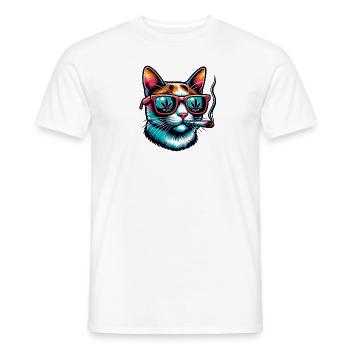 funny cat with joint - Men's T-Shirt - white - Front - AI Model Male 178 dark (178cm)