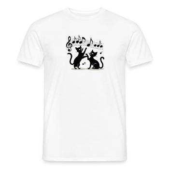 Schwarze Katzen Muster spielen mit Musiknote - Männer T-Shirt - Weiß - Vorne - AI Model Male 178 dark (178cm)