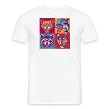 Pop-art Tiere Cat Delphin Wolf Waschbär Halloween - Männer T-Shirt - Weiß - Vorne - AI Model Male 178 dark (178cm)