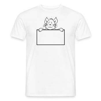 Hübsche Kleine Katze Guckt Versteckt Hinter Mauer - Männer T-Shirt - Weiß - Vorne - AI Model Male 178 dark (178cm)