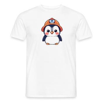 Pingouin de l’équipe de construction dans un casque de sécurité orange - T-shirt homme - blanc - Devant - AI Model Male 178 dark (178cm)