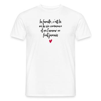 FAMILY IS WHERE LIFE BEGINS - Men's T-Shirt - white - Front - AI Model Male 178 dark (178cm)