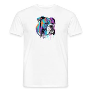 Splash Art Boxer Propriétaire D'un Chien Cadeau - T-shirt homme - blanc - Devant - AI Model Male 178 dark (178cm)