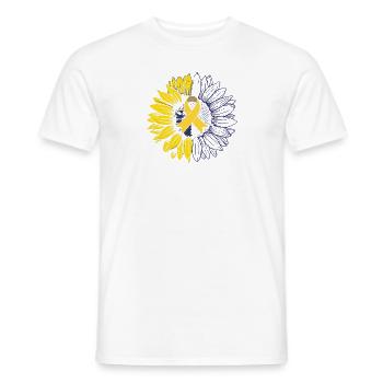 Down Syndrome Support Sunflower Band - T-shirt homme - blanc - Devant - AI Model Male 178 dark (178cm)