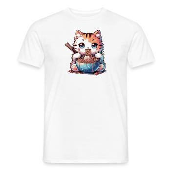 Ramen Noodles Cat - Men's T-Shirt - white - Front - AI Model Male 178 dark (178cm)