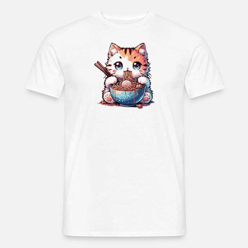 Ramen Nudeln Katze - Männer T-Shirt - Weiß