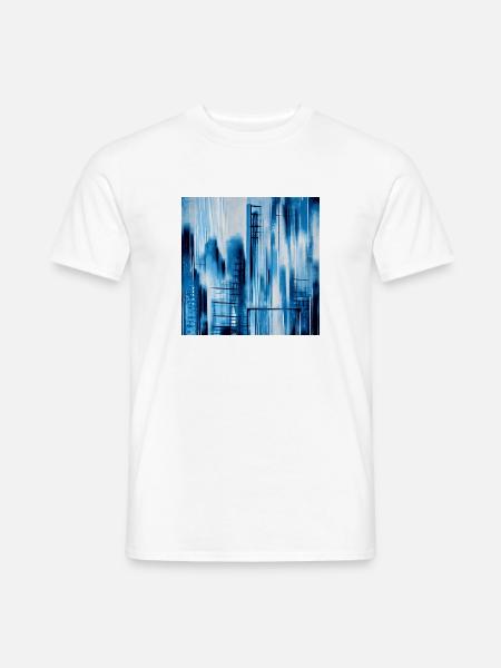 Stadt in blau, abstrakt - Männer T-Shirt - Weiß