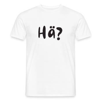 huh? writing, saying, sticker - Men's T-Shirt - white - Front - AI Model Male 178 dark (178cm)