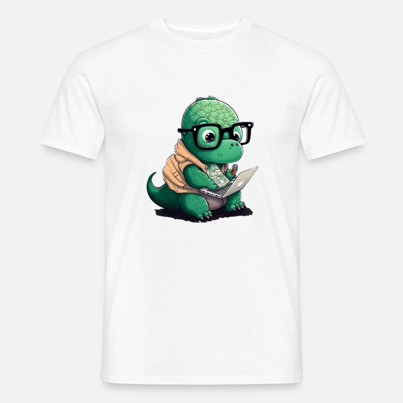 Süßer Dino der Programmiert - Männer T-Shirt - Weiß