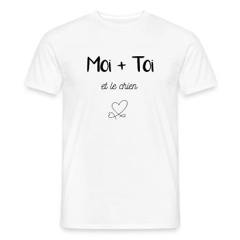 Moi toi et le chien - T-shirt homme - blanc - Devant - AI Model Male 178 dark (178cm)
