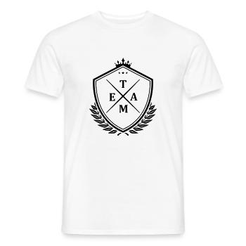 Écusson de l’équipe - T-shirt homme - blanc - Devant - AI Model Male 178 dark (178cm)