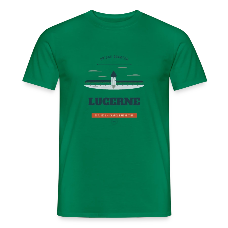 Lucerne-märke på en men's t-shirt, kelly green