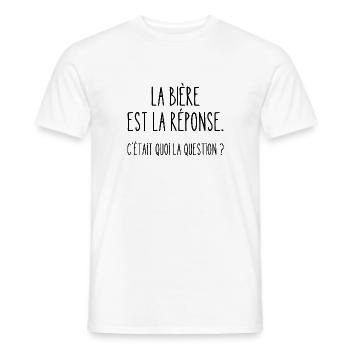 la bière est la réponse - T-shirt homme - blanc - Devant - AI Model Male 178 dark (178cm)